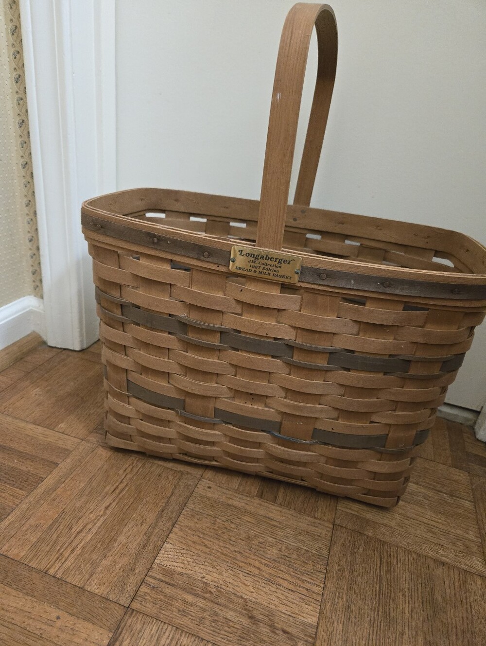 Longaberger 1987 J.W. Collection Bread & Milk Basket with Brass Tag